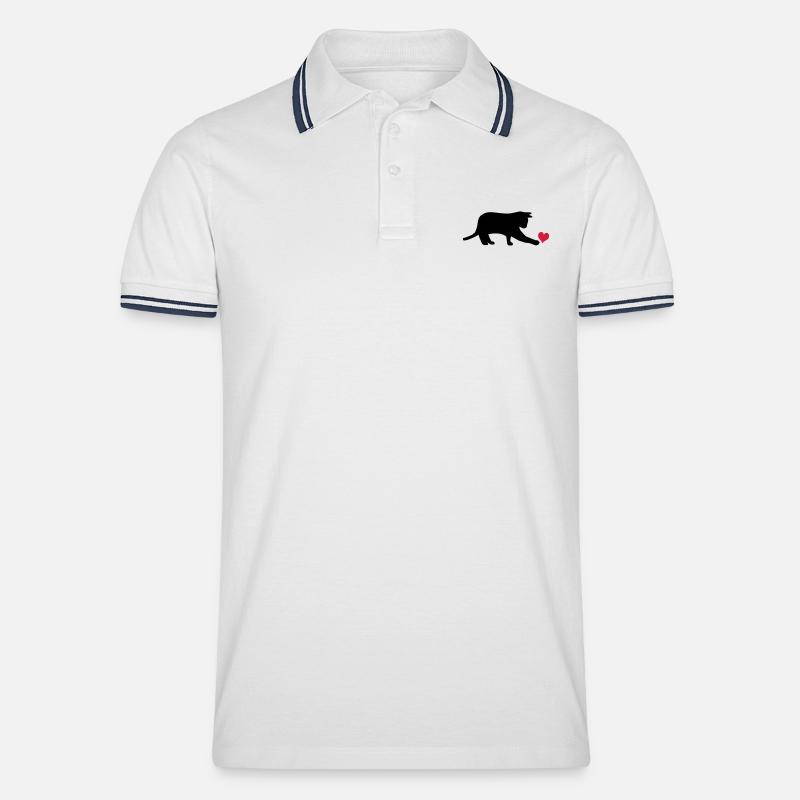 Chat - Polo tipped Homme - blanc/marine