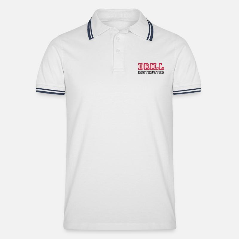 Drill Instructor - Männer Tipped Poloshirt - Weiß/Navy