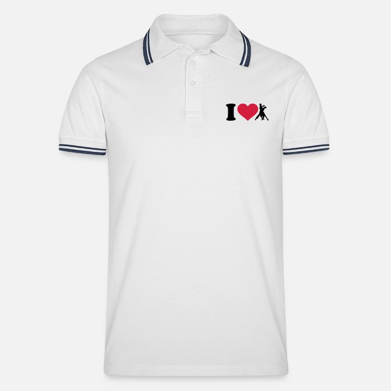 Tanzen - Männer Tipped Poloshirt - Weiß/Navy
