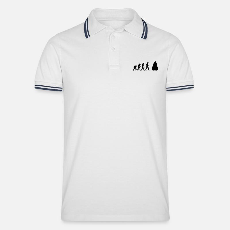 birnen evolution - Männer Tipped Poloshirt - Weiß/Navy