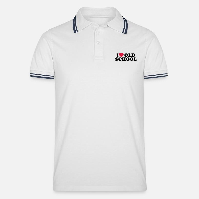I love old school - Männer Tipped Poloshirt - Weiß/Navy