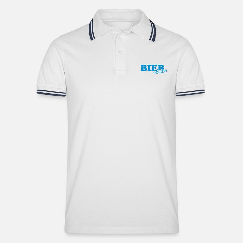 Bier Polizei - Männer Tipped Poloshirt - Weiß/Navy