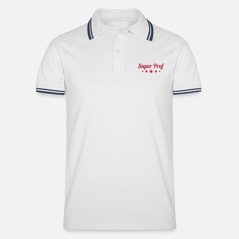 Ecole / Prof / Instit / Professeur / Maîtresse - Polo tipped Homme - blanc/marine