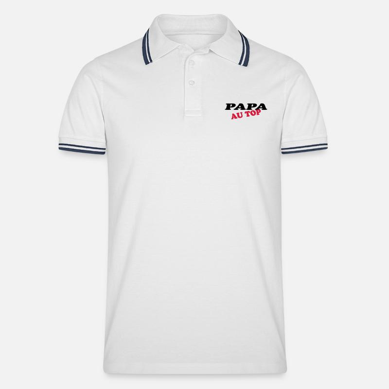 PAPA AN DER SPITZE - Männer Tipped Poloshirt - Weiß/Navy