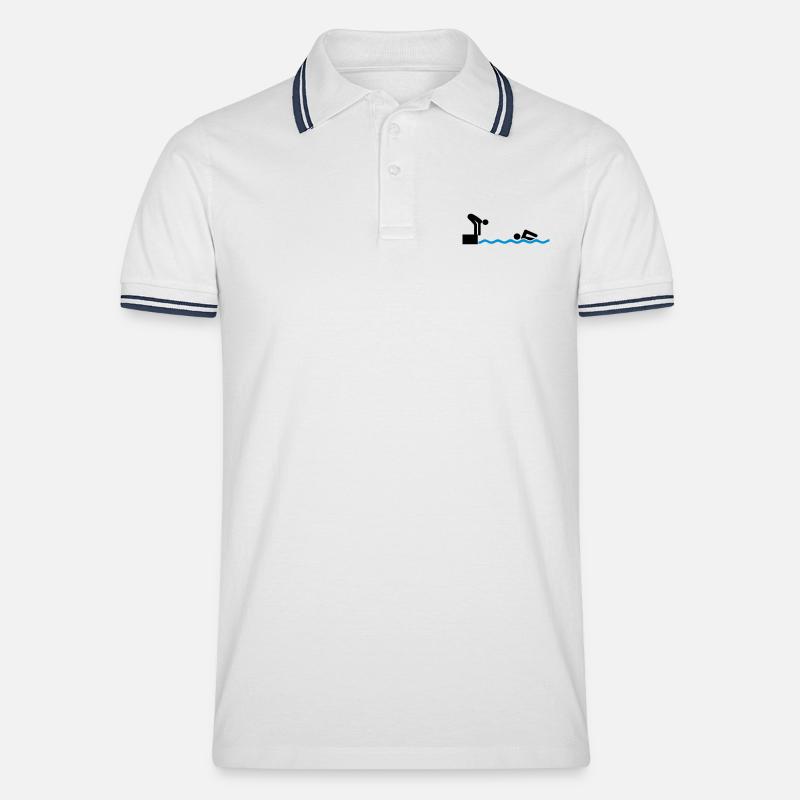 schwimmen Staffel - Männer Tipped Poloshirt - Weiß/Navy