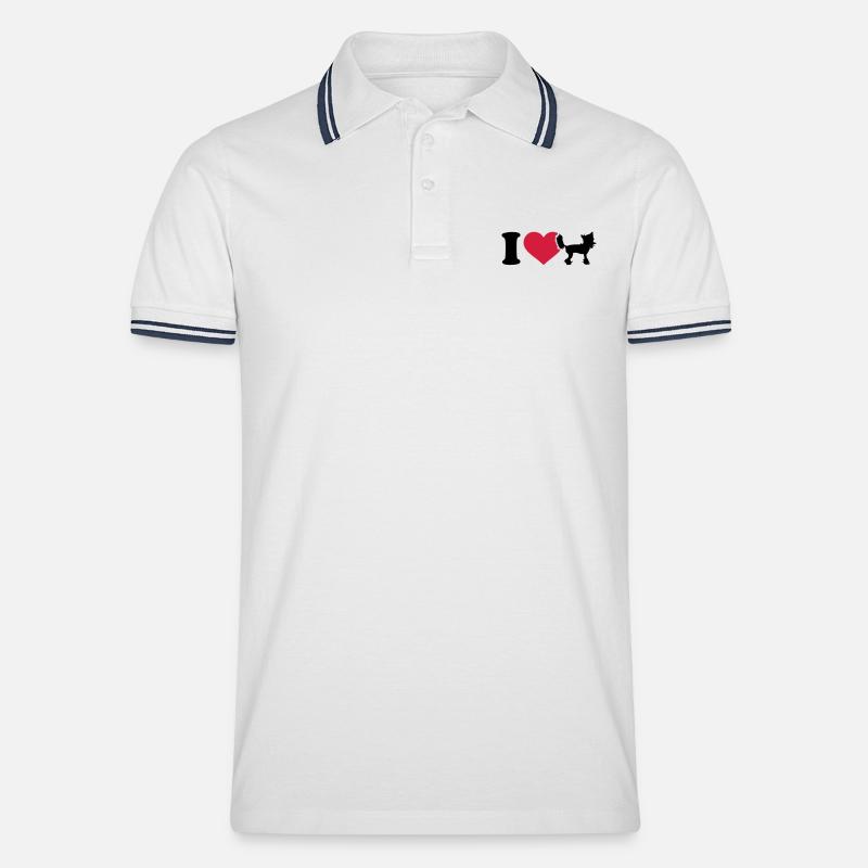 Chinesischer Schopfhund - Männer Tipped Poloshirt - Weiß/Navy