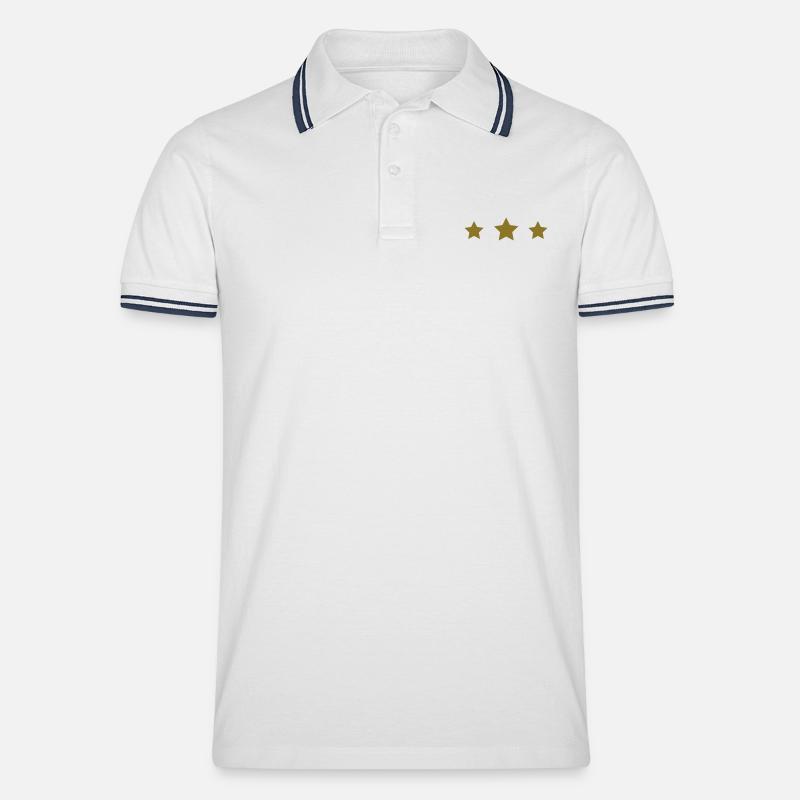 Sterne - Männer Tipped Poloshirt - Weiß/Navy