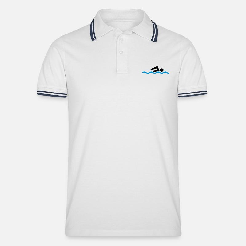 swimming - Männer Tipped Poloshirt - Weiß/Navy