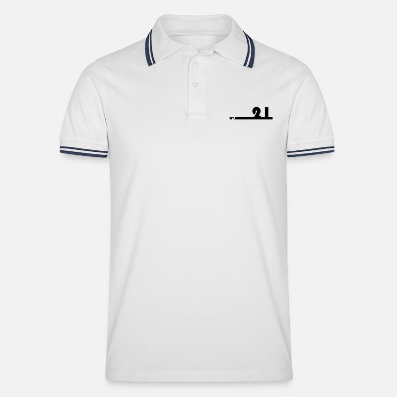 21_Black - Männer Tipped Poloshirt - Weiß/Navy