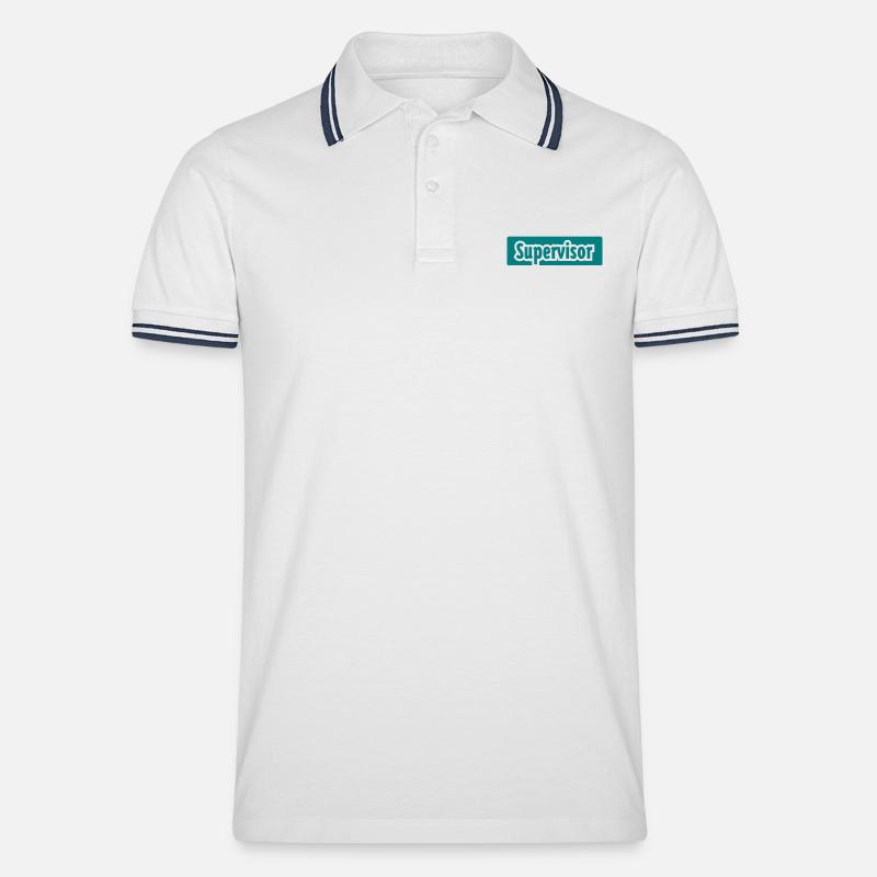 supervisior - Männer Tipped Poloshirt - Weiß/Navy