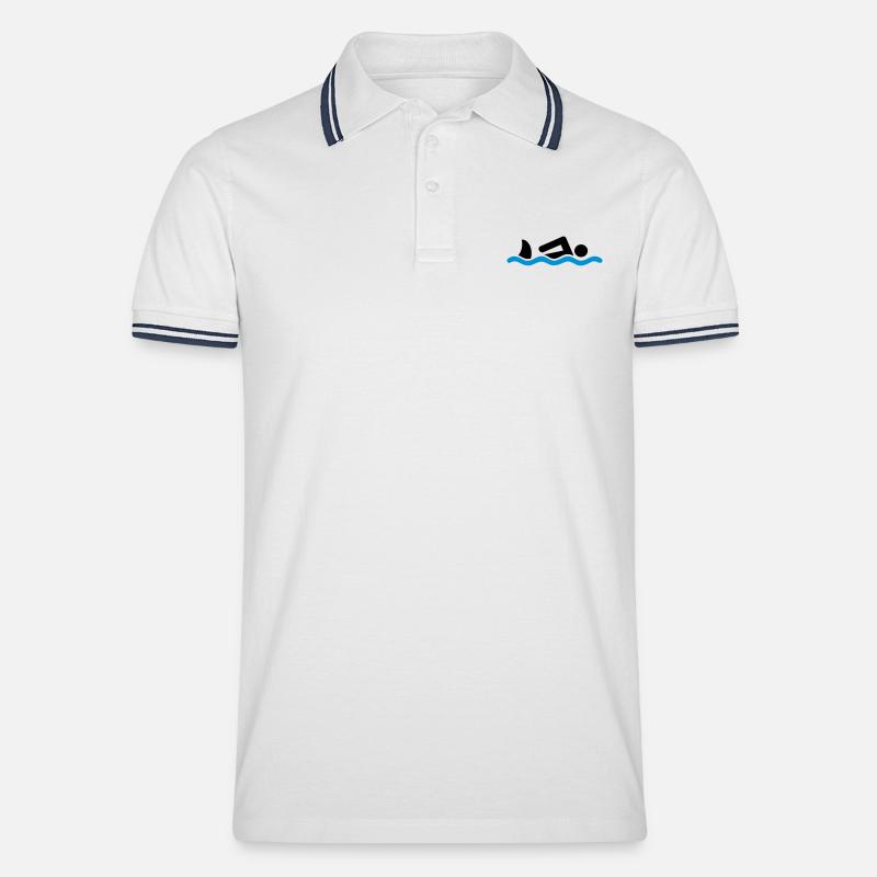 nager avec le requin - Polo tipped Homme - blanc/marine