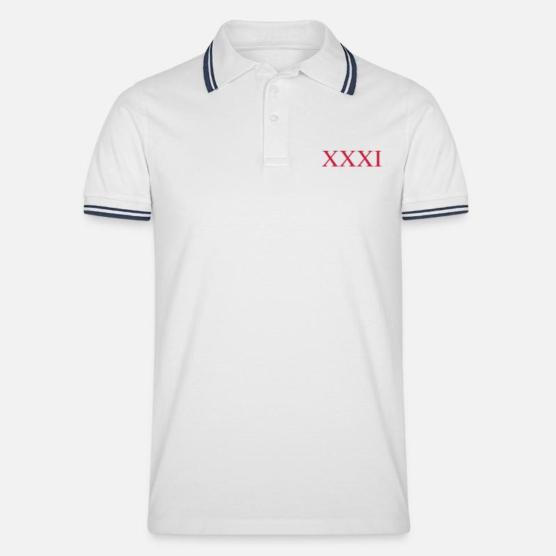 31 - Männer Tipped Poloshirt - Weiß/Navy