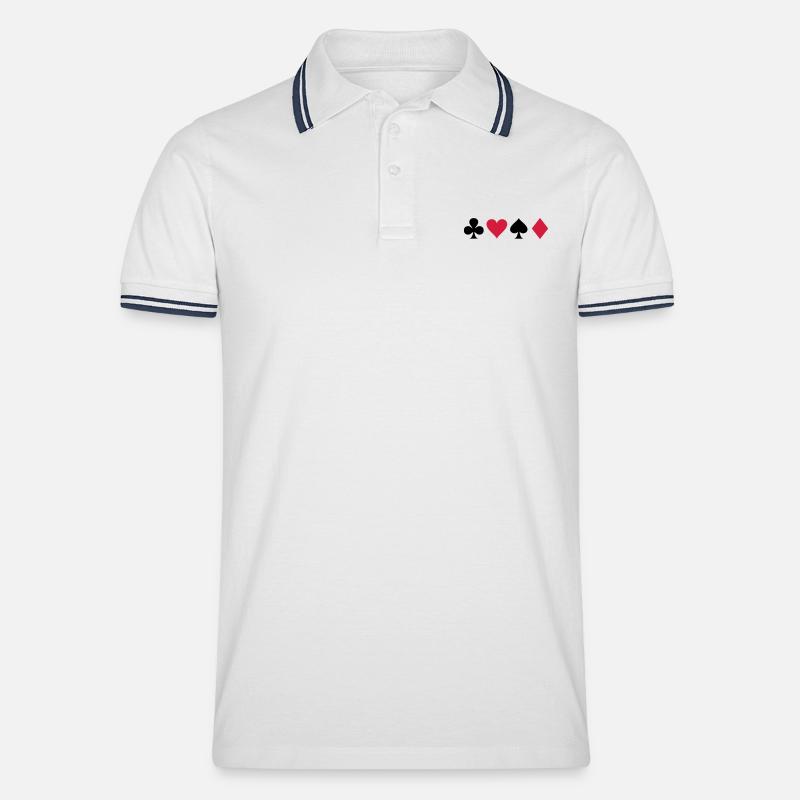Karten - Männer Tipped Poloshirt - Weiß/Navy