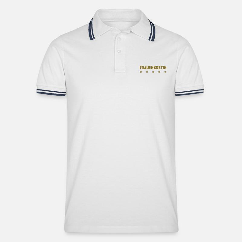frauenaerztin_4 - Männer Tipped Poloshirt - Weiß/Navy