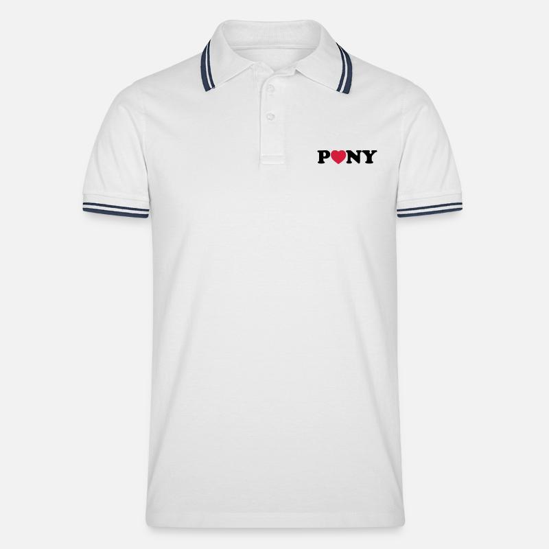 Pony heart - Männer Tipped Poloshirt - Weiß/Navy