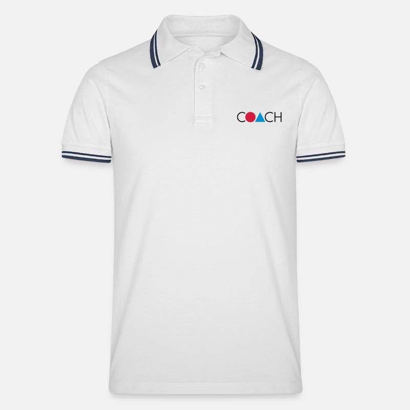 GEO COACH - Männer Tipped Poloshirt - Weiß/Navy
