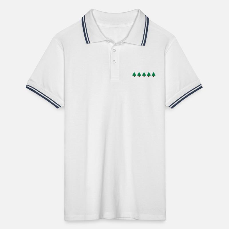 Weihnachtsbäume Pixel Männer Tipped Poloshirt