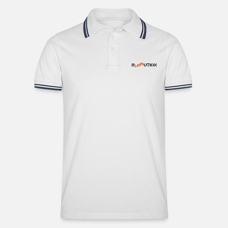 rloveution - Männer Tipped Poloshirt - Weiß/Navy