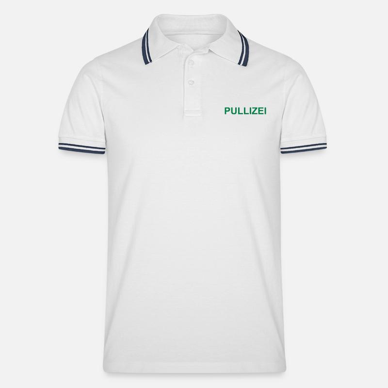pullizei - Männer Tipped Poloshirt - Weiß/Navy