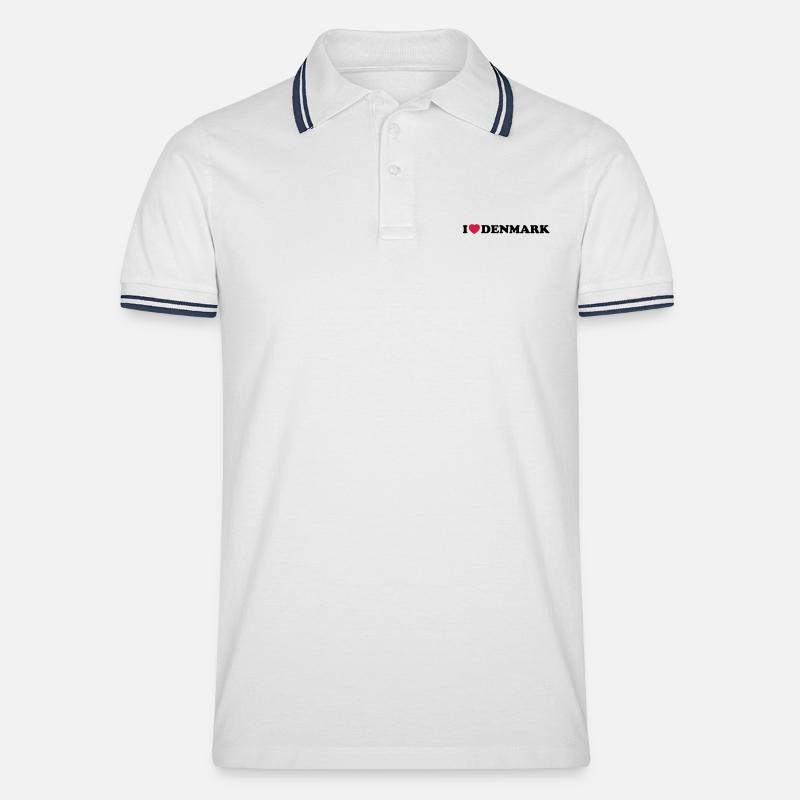 I love Denmark - Männer Tipped Poloshirt - Weiß/Navy
