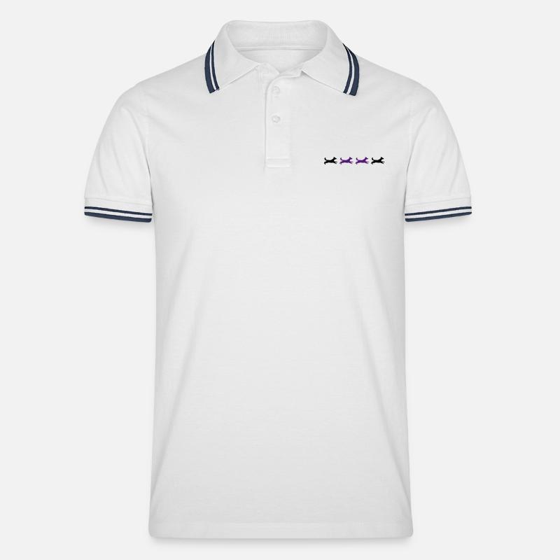 4x laufender Hund - Männer Tipped Poloshirt - Weiß/Navy