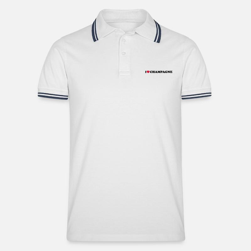 I_love_ - Männer Tipped Poloshirt - Weiß/Navy