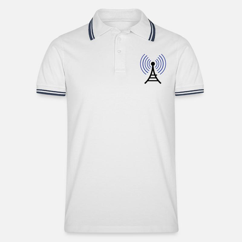 Radio Wireless-Turm - Männer Tipped Poloshirt - Weiß/Navy