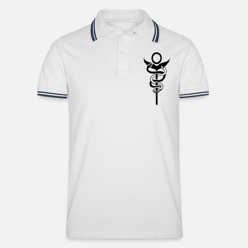 Caduceus physio physiotherapist - Männer Tipped Poloshirt - Weiß/Navy