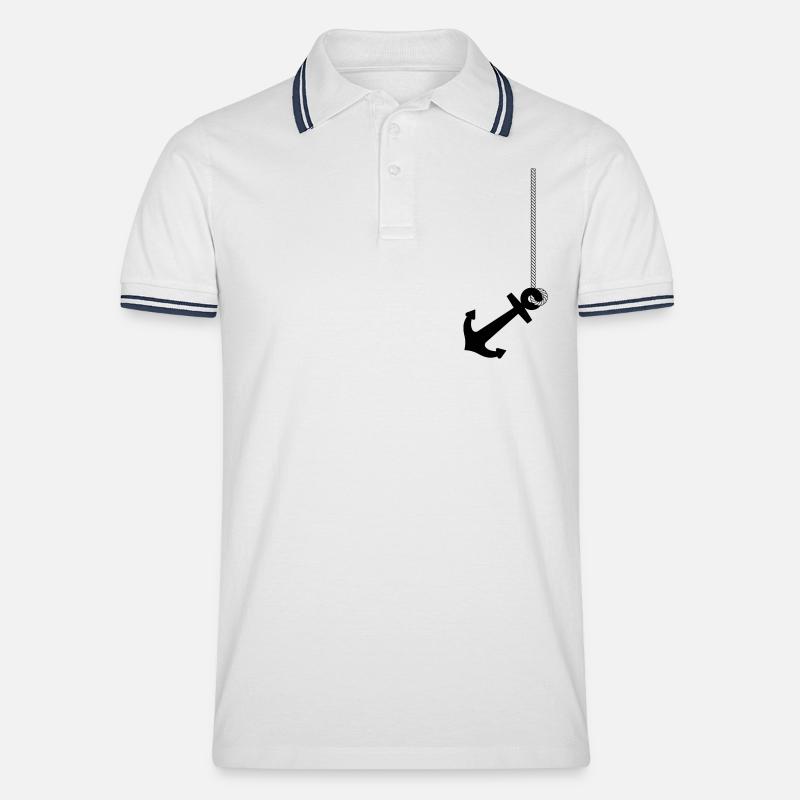 Anker mit Seil - Männer Tipped Poloshirt - Weiß/Navy