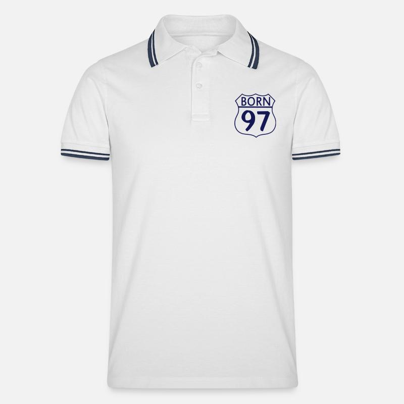 Born 1997 (ID:005001) - Männer Tipped Poloshirt - Weiß/Navy