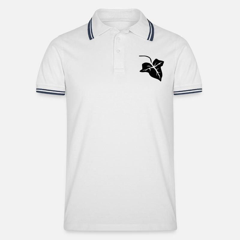 Efeu Blatt Leaf - Männer Tipped Poloshirt - Weiß/Navy