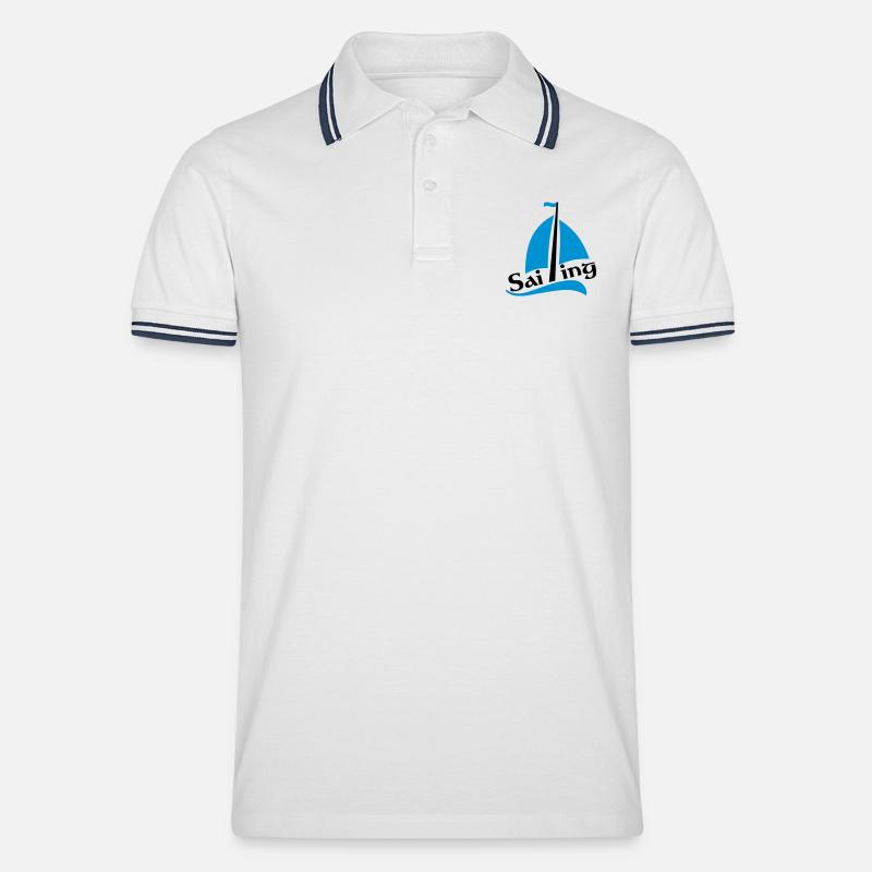 Segelboot - Männer Tipped Poloshirt - Weiß/Navy