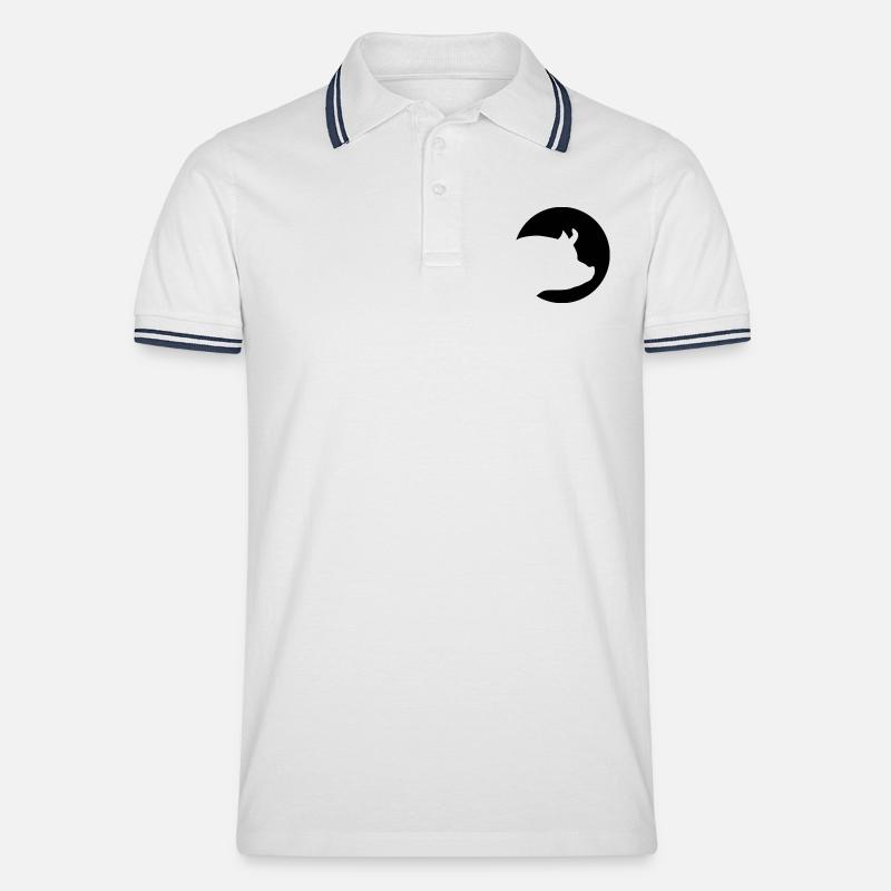 Pig Moon - Männer Tipped Poloshirt - Weiß/Navy