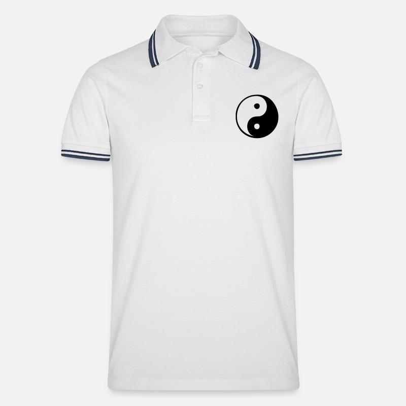 Ying Yang - Männer Tipped Poloshirt - Weiß/Navy