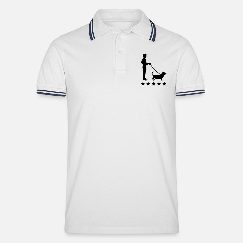 gassi_gehen_sterne_c1 - Männer Tipped Poloshirt - Weiß/Navy