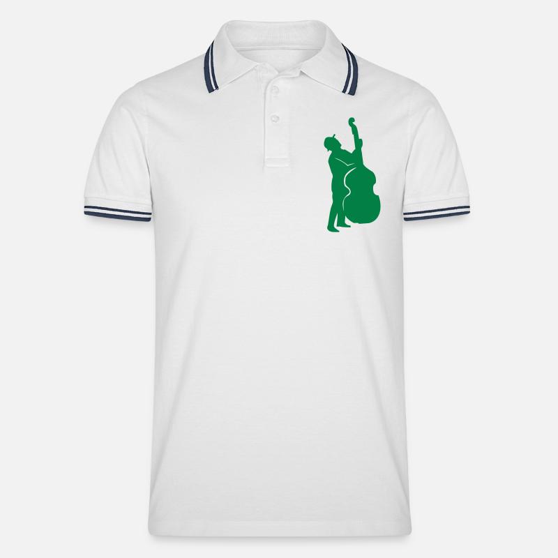 bass player - Männer Tipped Poloshirt - Weiß/Navy