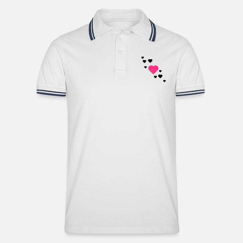 herzen - Männer Tipped Poloshirt - Weiß/Navy