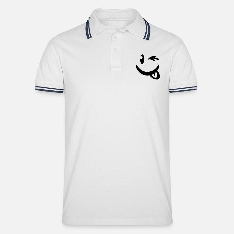 smiley_illu_c1 - Polo tipped Homme - blanc/marine
