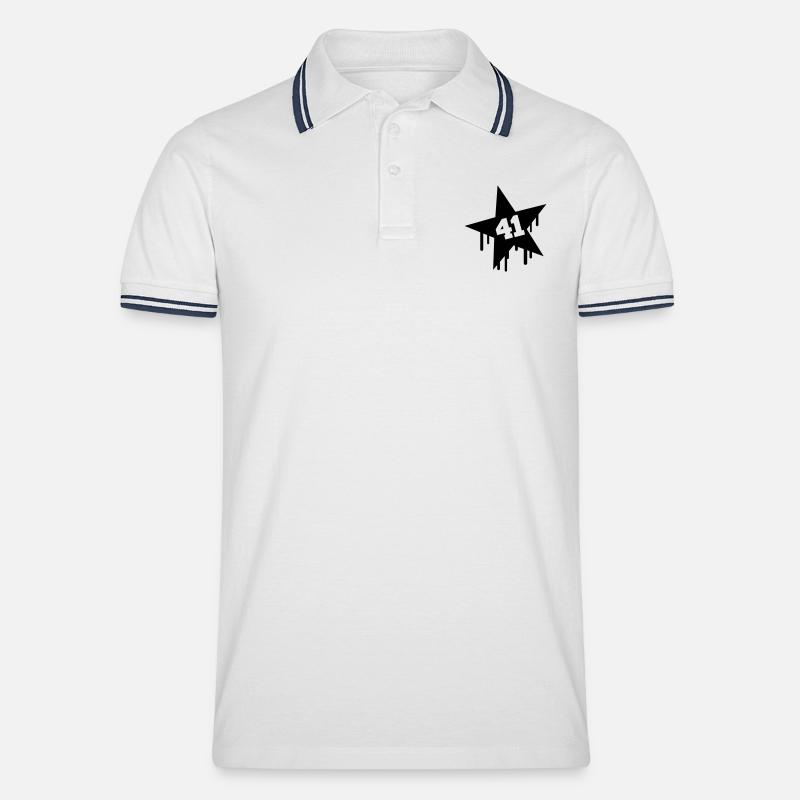 41 Star - Männer Tipped Poloshirt - Weiß/Navy