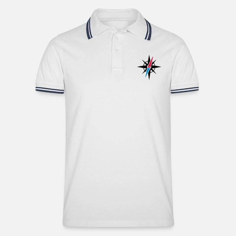 kompass_1_f3 - Männer Tipped Poloshirt - Weiß/Navy