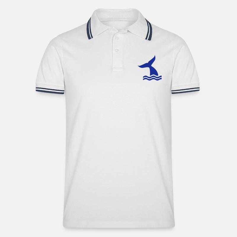 Wal - Männer Tipped Poloshirt - Weiß/Navy