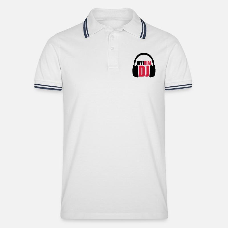 Official DJ - Männer Tipped Poloshirt - Weiß/Navy
