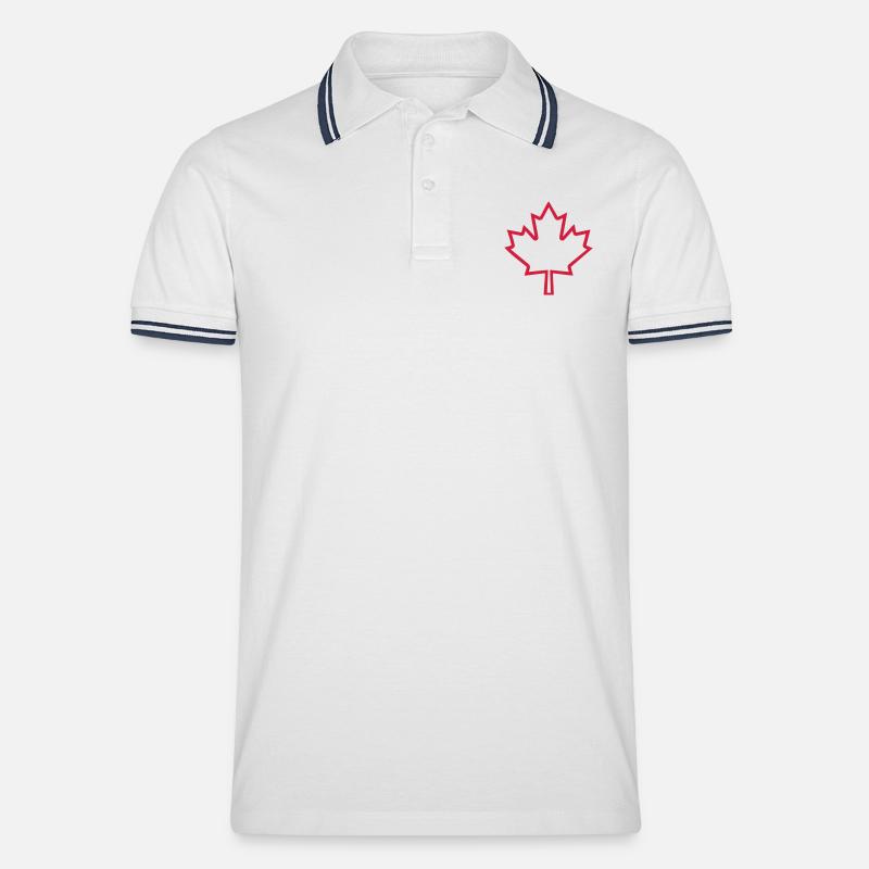Kanada - Männer Tipped Poloshirt - Weiß/Navy