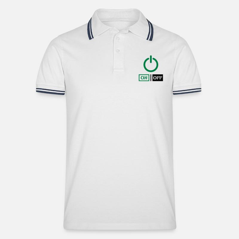 On Off Power Schalter Design - Männer Tipped Poloshirt - Weiß/Navy
