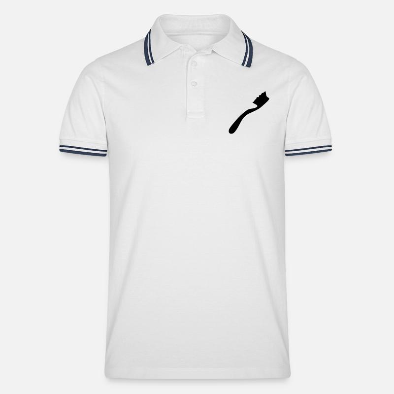 Zahnbürste - Männer Tipped Poloshirt - Weiß/Navy