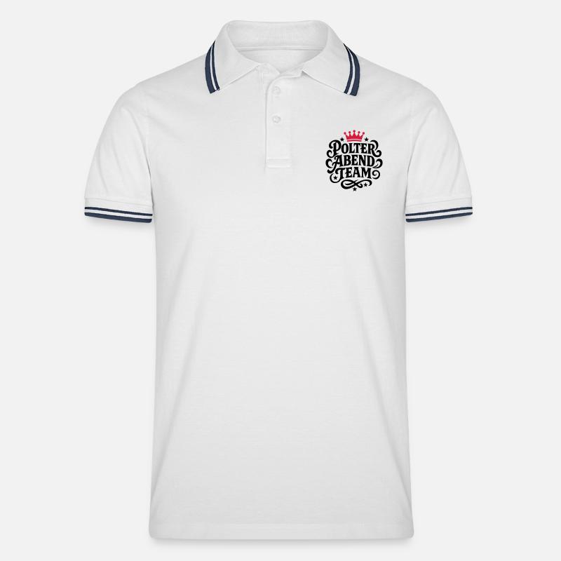 Polter Abend Team - Männer Tipped Poloshirt - Weiß/Navy