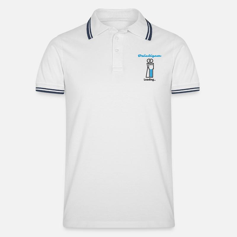 Bräutigam Loading... - Männer Tipped Poloshirt - Weiß/Navy