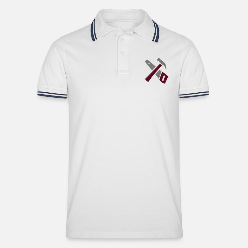 Werkzeug - Männer Tipped Poloshirt - Weiß/Navy