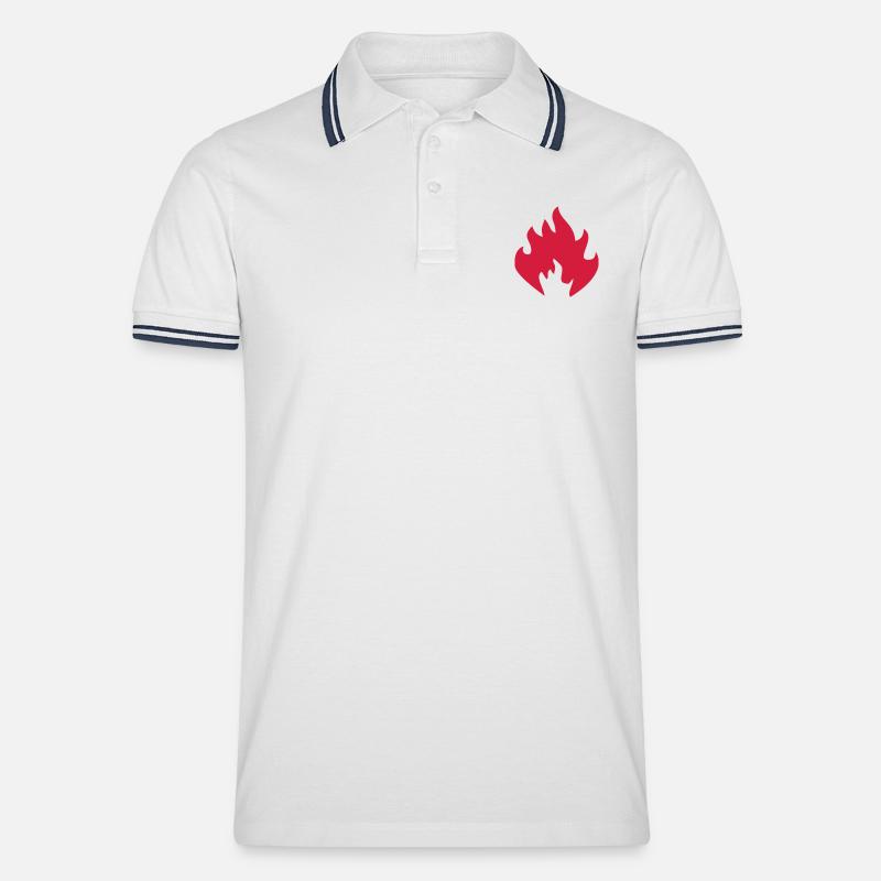 Flamme - Männer Tipped Poloshirt - Weiß/Navy