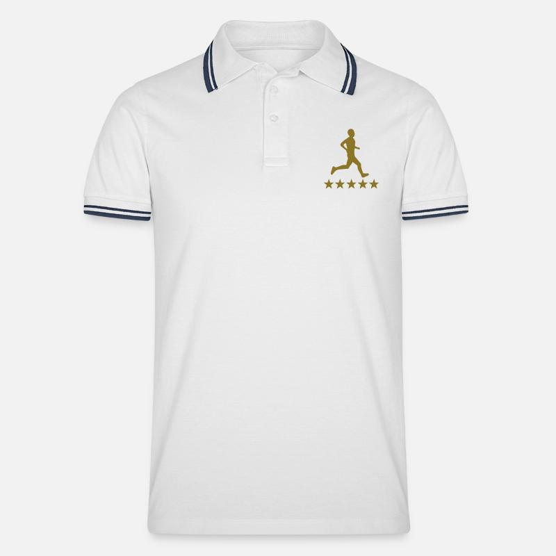 runner deluxe - Männer Tipped Poloshirt - Weiß/Navy